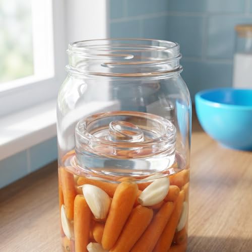 OUNONA 2pcs Fermentation Glass Weights with Easy Grip Handle, Fermenting Pickling Weights for Wide Mouth Mason Jars, 2.8 inch Vegetables Pickles Canning Tools