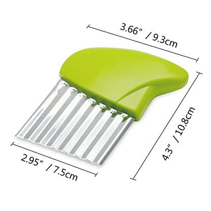 Luomorgo 4 Pack Stainless Steel Potato Crinkle Cutter | Carrot Wavy Knife, French Fry Slicer, Vegetable Wavy Chopper Knife, Green & Pink & Blue & Yellow - color: Green & Pink & Blue & Yellow