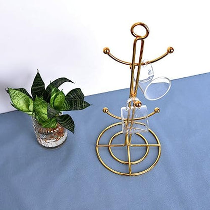 Luxshiny Gold Mug Tree Hanging Cup Holder Tree Shape Draining Cup Shelf for Coffee Mugs Cups and Bottles Air Drying Rack for Kitchen Organization 13.38 X 6.29 X 6.29 in