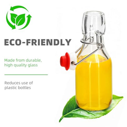1Pc (4oz Round) clear Swing Top Brewing Bottles with Leak Proof Easy Caps, Glass Beer Bottle Flip Top Bottles For Kombucha, Kefir, Vanilla Extract, Beer (4oz Round) - size: 4 Ounces
