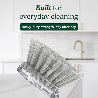 Cuisinart Dish Brush with Handle, 2 Pack, Firm Bristles | Multi-purpose dish scrubber for plates, pots, and pans, deep cleaning removes grease, safe for nonstick, round head - color: Round- Light Gray