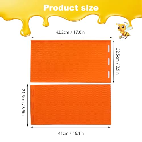 Beeswax Press Sheet Mold with Honey Scraper, Silicone Mold for Making Honeycomb Sheets, DIY Beehive Foundation & Candles, Reusable Beekeeping Supplies - color: Orange