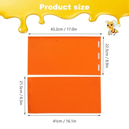 Beeswax Press Sheet Mold with Honey Scraper, Silicone Mold for Making Honeycomb Sheets, DIY Beehive Foundation & Candles, Reusable Beekeeping Supplies - color: Orange