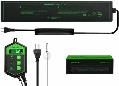 VIVOSUN 3" x 20" Seedling Heat Mat and Digital Thermostat Combo Set, UL & MET-Certified Heating Pad for Hydroponic, Kombucha Tea, Brewing, Fermentation & Plant Germination - size: 3"x20"