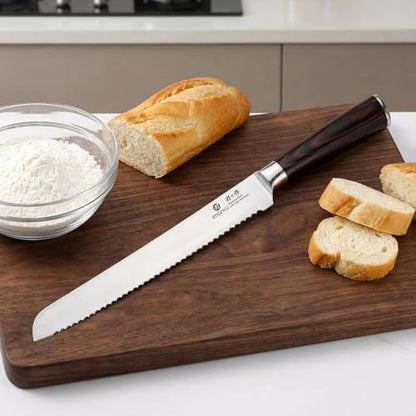 imarku Bread Knife, German High Carbon Stainless Steel Professional Grade Bread Slicing Knife, 10-Inch Serrated Edge Cake Knife, Bread Cutter for Homemade Crusty Bread, Birthday Gift - color: Dark Brown