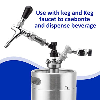TMCRAFT Keg Charger Regulator, Upgraded 0-60PSI Pressurized Beer Mini Keg Regulator with 3/8" Thread and Gas Ball Lock Quick Disconnect Set for Homebrew Keg