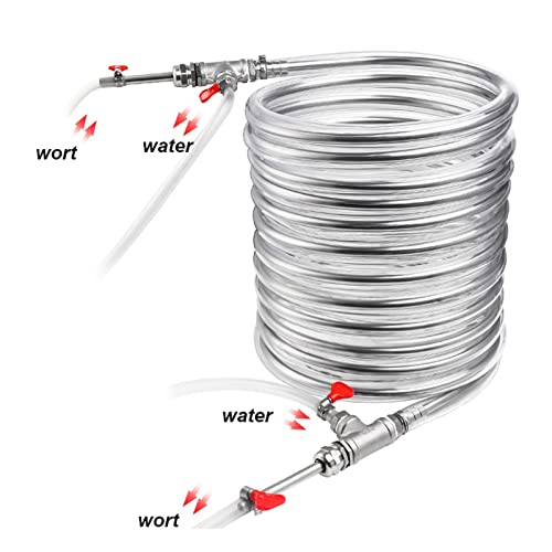 Stainless Steel wort chiller, Counterflow Heat Exchanger 9.52 * 0.5 * 10M Cooling Coil Tube Beer Brewing Cooler Homebrew(Without hose)
