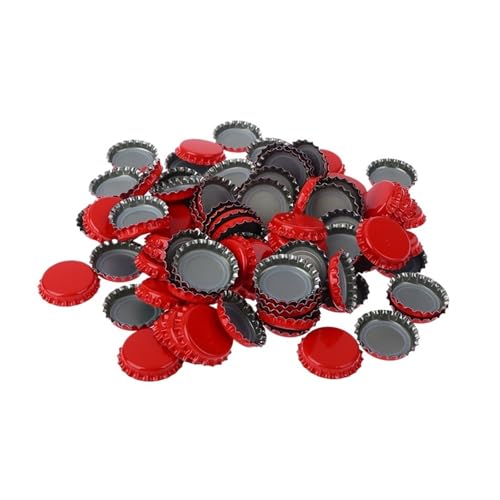 100Pcs/Set Beer Cap Beer Bottle Caps Oxygen Absorbing Seal Caps for DIY Home Brewing Beer Tool Bar Accessories(Red) - color: Red