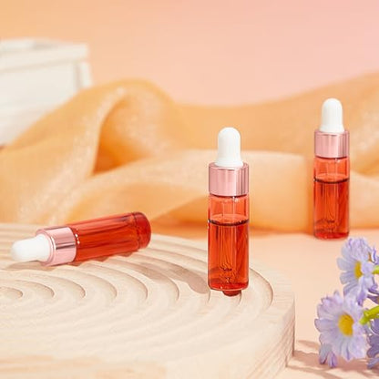 Didaey 100 Pcs 1/2/3/5/10/15 ml Mini Glass Oil Dropper Bottle Bulk, Clear Essential Small Empty Bottles Sample Containers Perfume Liquid Vials with Cap for Traveling (5 ml,Blush Pink) - color: Blush Pink, size: 5 ml