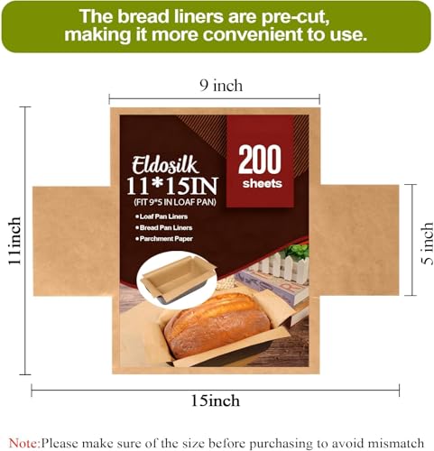 Unbleached Parchment Paper Loaf Pan Liner - Precut 9''x5'' Non-Stick, Fits 8.5''x4.5''/10''x5'' Loaf Pans, Heat-Resistant 430°F BPA-Free Food-Safe for Bread Baking (200 Pcs) - size: 200 Pcs Paper