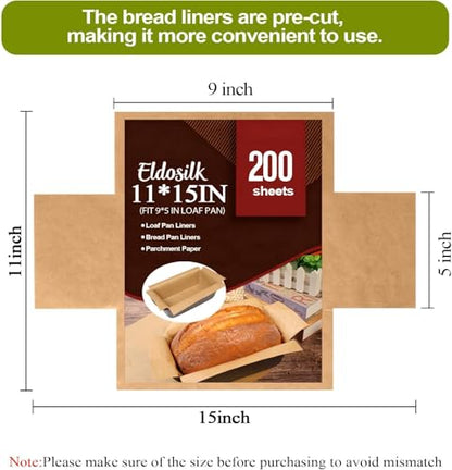 Unbleached Parchment Paper Loaf Pan Liner - Precut 9''x5'' Non-Stick, Fits 8.5''x4.5''/10''x5'' Loaf Pans, Heat-Resistant 430°F BPA-Free Food-Safe for Bread Baking (200 Pcs) - size: 200 Pcs Paper