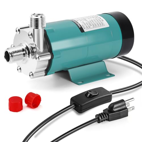 MRbrew Wort Pump With Switch Stainless Steel Magnetic Beer Pump Brewing for Wort Transfer, 1/2”NPT Thread Head 110V Quiet Operation Excellent High Temperature Resistance System for Homebrew (Green) - size: Green Pump(Switch)