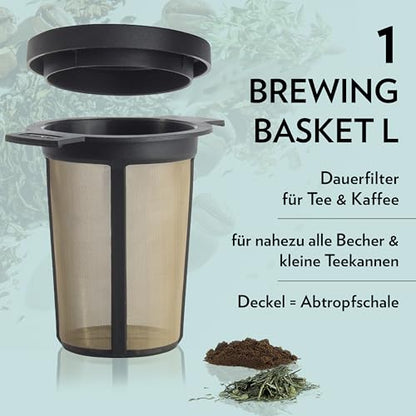 Finum Reusable Stainless Steel Coffee and Tea Infusing Mesh Brewing Basket, Large, Black - color: Black, size: Large, style: Brewing Basket