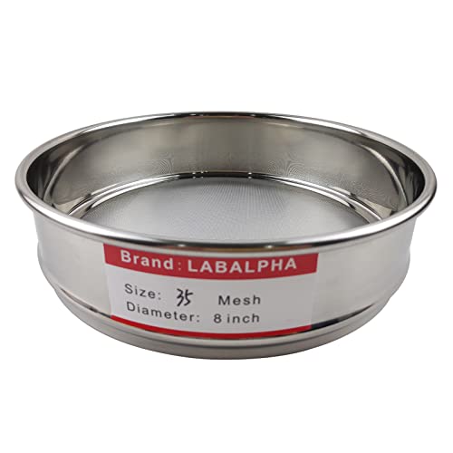 LABALPHA 35 Mesh Lab Sieves, #35 Mesh Test Sieve, 8'' Diameter, 304 Stainless Steel Wire Cloth (0.5mm) - size: 35 mesh (0.5mm)