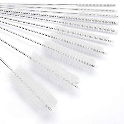 CiaraQ Bottle Cleaning Brushes, 8 Inch Nylon Tube Brush Set | White Cleaner for Narrow Neck Bottles Cups with Hook, Set of 10pcs. - color: White, size: 8.0 Inch (10pcs)