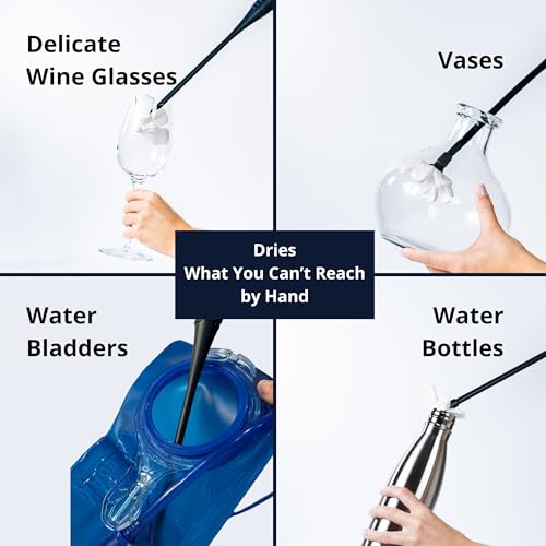 Bottle Drying Wand for Water Bottles & Narrow Openings (>1.25"), Removes Residual Drops - size: Starter Kit