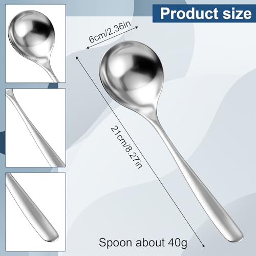 2Pcs Stainless Steel Small Ladles, 8 Inch Gravy Ladle Soup Spoons | Silver Mini Soup Ladle, Kitchen Utensil Cooking Serving Spoon for Cooking Buffet, Party, Kitchen