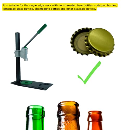 Manual Bottle Capper Tool Machine 26mm and 29mm Crown Capper,Heavy Duty Strong Metal Easy Action Bench Bottle Capper, Adjustable Height Beer Bottle Capping for Home Brewing Long pattern (t-adjustable)