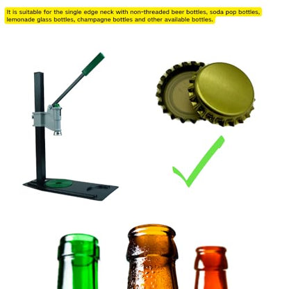 Manual Bottle Capper Tool Machine 26mm and 29mm Crown Capper,Heavy Duty Strong Metal Easy Action Bench Bottle Capper, Adjustable Height Beer Bottle Capping for Home Brewing Long pattern (t-adjustable)