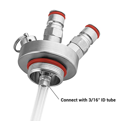 Double Ball Lock Mini Keg Dispenser, Stainless Steel Keg Spear with 40'' Beer Hose for Home Brewing Mini Beer Keg Growler