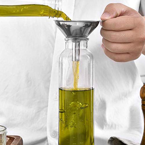 3 in 1 Metal Funnels for Filling Bottles Stainless Steel Small Kitchen Funnel Set for Transferring Essential Oils Liquid Fluid Spice Dry Ingredients Powder,Durable (‎Short-Handled Funnel) - size: ‎Short-handled funnel