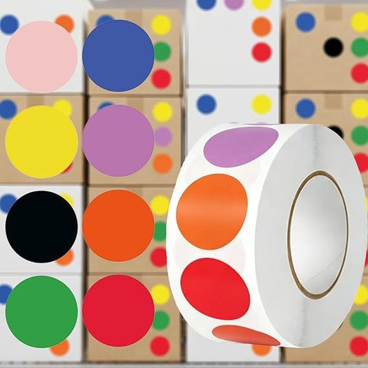 500 Removable Labels - No Residue, Reusable and Waterproof | Suitable for Food Storage Containers, Etc. (Polka Dot 8-Color Mix) - color: Polka Dot 8-color Mix