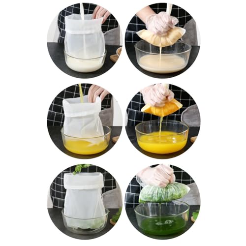 2 Pcs Multi-Purpose Nylon Strainer Bags - Ultra Fine Mesh Filter for Soy Milk, Fruit Juice, Vegetable Juice, Wine Residue - Reusable Kitchen Tool for Straining and Food Prep