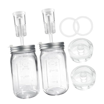 32oz Glass Fermentation Set Featuring Escape Mechanism and Adjustable Seal for Homemade Preserves Cabbage and Fermented Tea Kimchi Making Container