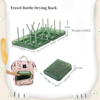 Travel Bottle Drying Rack Space Saving,Foldable Bottle Drying Rack with 16 Ribs,Portable Baby Bottle Drying Rack for Bottles,Breast Pumps and Other Feeding Accessories,Widely Used Daily Basis - color: Green