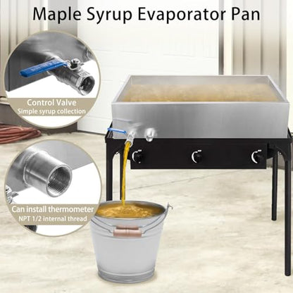 Marada Maple Syrup Evaporator Pan with Dual Interface Steam Table Pan,304 Stainless Jam Food Chafing for Home, Outdoor, Cooking (30"L x 16"W x 9.5"H) - size: 30x16x9.5 Inch (Pack of 1)