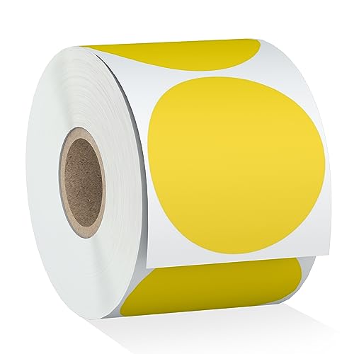 Misofuki 2" 750 Labels Yellow Circle Direct Thermal Stickers Labels Roll Compatible with Zebra, Rollo, MUNBYN, Self-Adhesive Round Direct Thermal Labels - color: C-1-yl