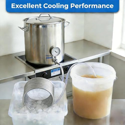 Wort Chiller 1/2" x 25FT, Food Grade 304 Stainless Steel Immersion Chiller Coil, Ice Bath Water Chiller Beer Chiller Water Cooler Tubing Coil for Beer Brewing, with 2PCS 1/2'' Connection Barbs - size: 1/2" x 25 Ft Wort Chiller
