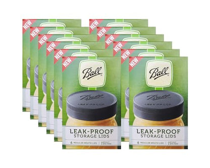 Ball Mason Jar Leak-Proof Lids, Regular Mouth, 6 CT (Pack of 12) - color: Regular, size: 6 Count (Pack of 12)