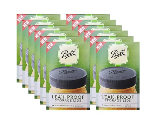 Ball Mason Jar Leak-Proof Lids, Regular Mouth, 6 CT (Pack of 12) - color: Regular, size: 6 Count (Pack of 12)
