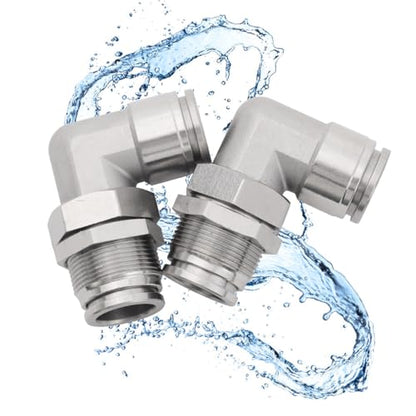2Pcs 304 Stainless Steel Bulkhead Elbow 1/2" x 1/2" Tube OD Push to Connect Fitting, PLM-1/2 Bulkhead 90 Degree Elbow Pneumatic Quick Connect Air Fitting - size: 1/2" x 1/2"
