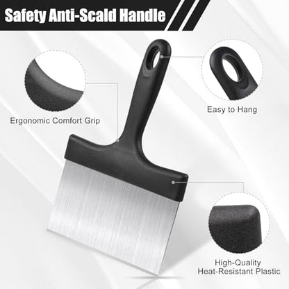 Grill Scraper, Griddle Scraper, Food Scraper with Handle for Blackstone Grill Accessories,Outdoor Barbecue Tools,Stainless Steel Scraper for Blackstone, Flat Top Grill Cleaning, Easy to Remove Stain - style: Grill Scraper