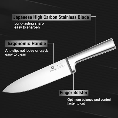 imarku 15-Piece Knife Block Set Built-in Sharpener, Japanese High Carbon Stainless Steel Kitchen Knife Set, Dishwasher Safe, Chef Knife Set with Wooden Knife Block, Santoku Knive for Kitchen Cooking - color: Black