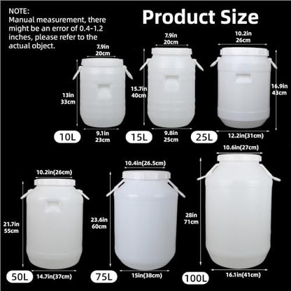 Plastic Storage Barrel, Multipurpose Water Bucket, Rainwater Collection Container, Food Storage Container for Flour, Rice(15L) - size: 15L