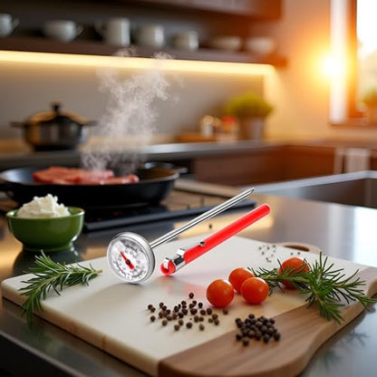 Silver Meat Thermometer for Grilling, Food Thermometer for Cooking, Milk, Kitchen Instant Read Thermometer, Pocket Thermometers Food Temperature Probe, Thermometers and Timers