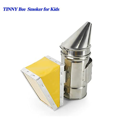 Luwint Kids Bee Smoker Kit, 7 Inch Mini Bee Hive Smoker with X-Small Beekeeping Gloves for Boys Girls 4-10 Years, Real Beekeeping Tools for Single Beehive and Starters - color: For Kids+Gloves