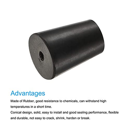 MECCANIXITY Rubber Tapered Plug 14mm to 19mm with Hole Test Tubes Bungs Stopper Black for Lab Home 5 Pieces - size: 14mm - 19mm