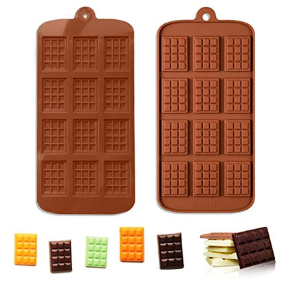 2 Pieces Silicone Break Apart Chocolate Moulds,Silicone Square Mold,Non-Stick Candy Chocolate Bar Mold,Reusable Candy Protein Silicone Chocolate Mold - color: 2PCS