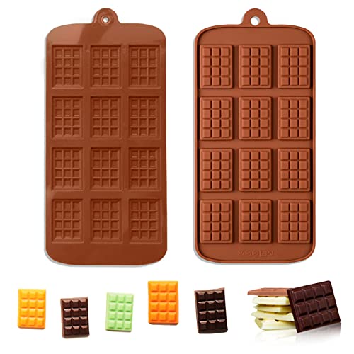 2 Pieces Silicone Break Apart Chocolate Moulds,Silicone Square Mold,Non-Stick Candy Chocolate Bar Mold,Reusable Candy Protein Silicone Chocolate Mold - color: 2PCS