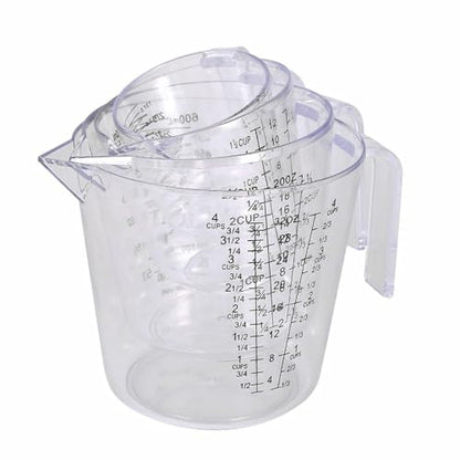 4Pcs Measuring Cups Sets,4 Sizes 150/300/600/1000ML,Liquid Measuring Cups For Kitchen BPA Free Plastic with Nozzle Handle Multiple Measurement Scales Thick (White)