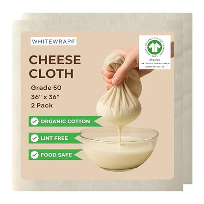 Cheesecloth | Nut Milk Bag, Reusable Straining | 100% Unbleached Cotton Butter Muslin cloth for Cooking, Yogurt, Juicing| Cheese Cloth for Crafts (Grade 50 Pack of 2) - size: Grade 50 Pack of 2