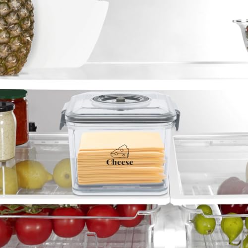 Cheese Container for Refrigerator,Cheese Keeper with Draining Basket and Time Recording,Cream Block Shredded Cheeses Storage Box,Sliced,Grated,Cheddar Cheeses Box For Fridge,kitchen Organizer