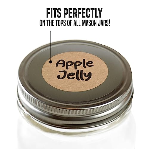 Dissolvable Canning Labels 1in Round, Removable Kraft Mason Jar Stickers | Water soluble, no residue, write on with pen, 200 per pack, jam, preserves, pantry, freezer, spice bottles, food storage - size: 1 inch