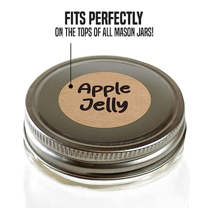 Dissolvable Canning Labels 1in Round, Removable Kraft Mason Jar Stickers | Water soluble, no residue, write on with pen, 200 per pack, jam, preserves, pantry, freezer, spice bottles, food storage - size: 1 inch