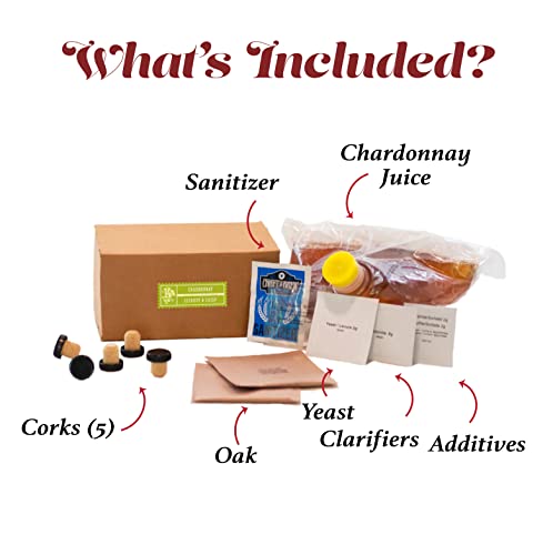 Craft A Brew - Chardonnay Wine Recipe Kit - 1 Gallon - Ingredients for Home Brewing Wine - Wine Making Ingredients and Supplies - style: Chardonnay