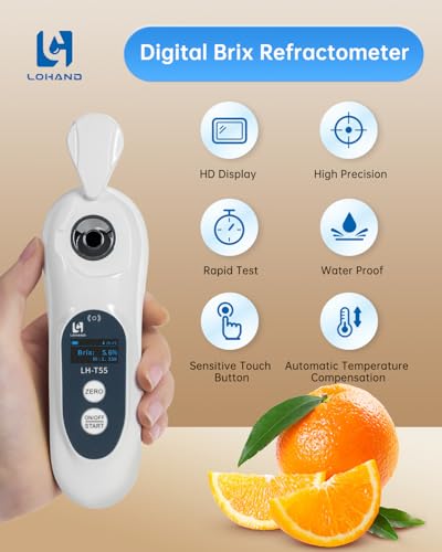 3-in-1 Digital Brix Refractometer with ATC/Refractive Index(RI), Accurate Measurement with Precision Light-Blocking Cover, Brix Meter for Fruit Juice/Beer Brewing/Coffee/Wine Liquid, Range: 0-55% - size: 0-55%Brix
